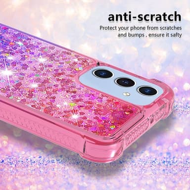 SKALO Samsung A16 Kvicksand Glitter Hjerter TPU Cover - Pink-Lilla