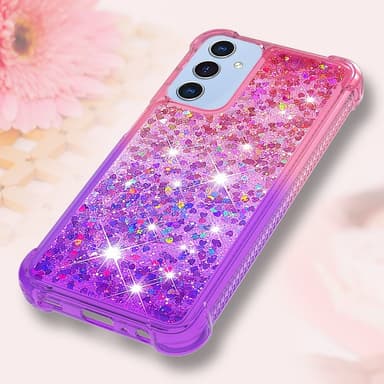 SKALO Samsung A16 Kvicksand Glitter Hjerter TPU Cover - Pink-Lilla