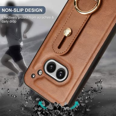 SKALO Nothing Phone (2a) Plus PU-læderskal med håndrem - Brun