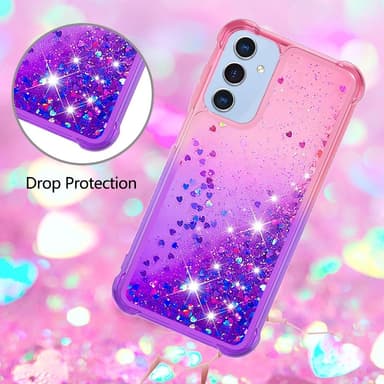 SKALO Samsung A16 Kvicksand Glitter Hjerter TPU Cover - Pink-Lilla