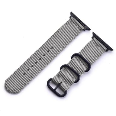 SKALO Nato-armbånd Nylon Apple Watch Series 7-9 41mm - Grå