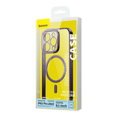 Baseus Glitter Magnetic Case til iPhone 14 Pro (lilla) + hærdet glas + rengøringssæt