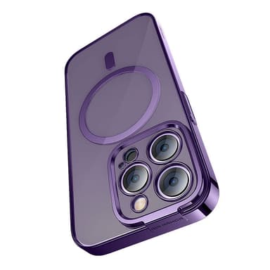 Baseus Glitter Magnetic Case til iPhone 14 Pro (lilla) + hærdet glas + rengøringssæt