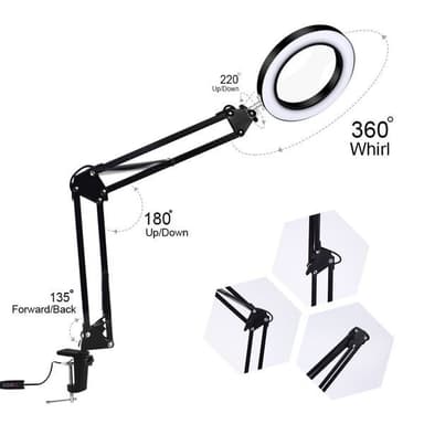 Forstørrelsesglas med LED-Ring Sort