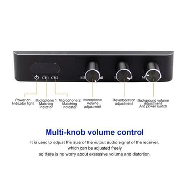 Karaokemaskine / karaokemixer med to trådløse mikrofoner og smart-tv-kompatibilitet