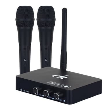 Karaokemaskine / karaokemixer med to trådløse mikrofoner og smart-tv-kompatibilitet