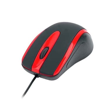 Optisk computermus med USB-tilslutning og ergonomisk design - Sort/Rød