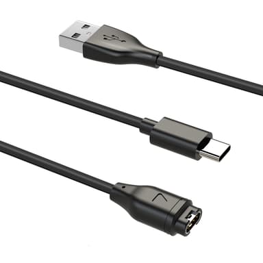 2-i-1 oplader til USB-C mobiltelefon og sportsur Sort