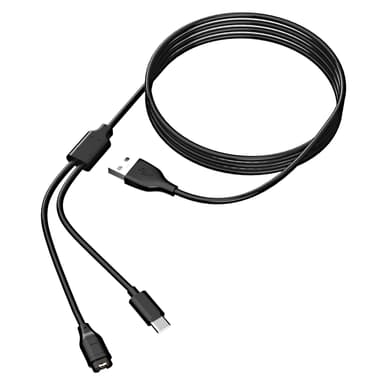 2-i-1 oplader til USB-C mobiltelefon og sportsur Sort