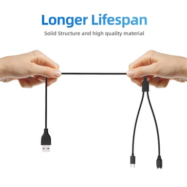 2-i-1 oplader til USB-C mobiltelefon og sportsur Sort
