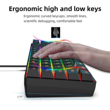 Bærbart kablet gaming-tastatur med RGB-baggrundsbelysning, 61 taster Sort