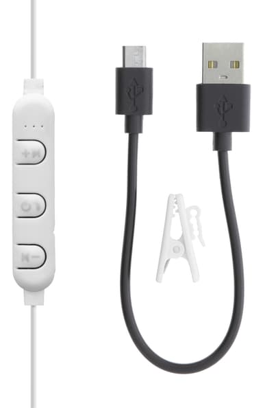 BT100 Semiinear BT headphones mic control buttons, white