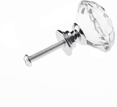 Diamantformede knopper i glas Transparent / Sølv 8 stk