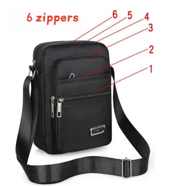Nylon Crossbody-taske til mænd Seks lynlåse
