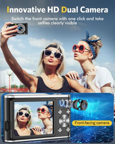 Digitalkamera 4K 48MP 16 x zoom webkamera Sort