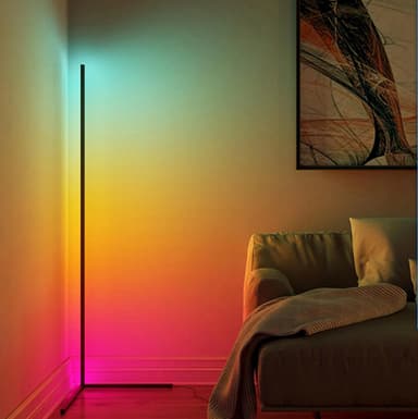 LED gulvlampe hjørnelampe RGB farve skiftende Sort