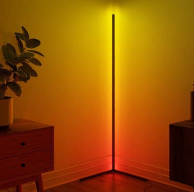 LED gulvlampe hjørnelampe RGB farve skiftende Sort