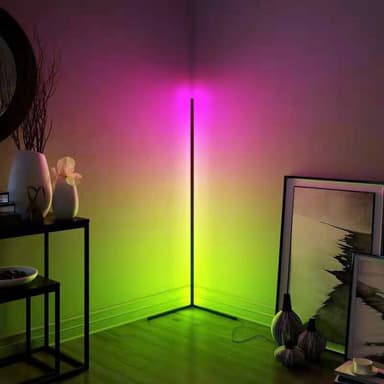 LED gulvlampe hjørnelampe RGB farve skiftende Sort