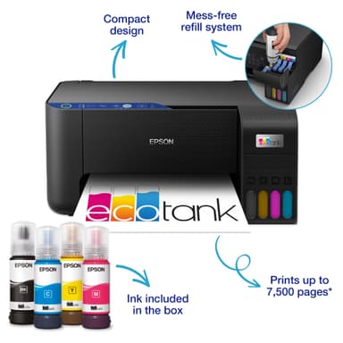 Epson EcoTank ET-2811 multifunktionsprinter C11CJ67404 (sort)