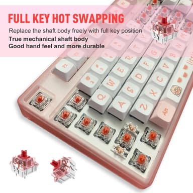 Kablet gaming-tastatur med 20 baggrundsbelyst, 87 taster, anti-ghosting, PBT-taster