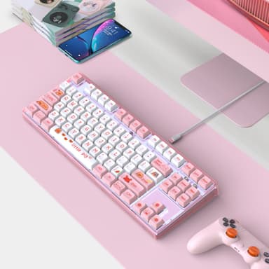 Kablet gaming-tastatur med 20 baggrundsbelyst, 87 taster, anti-ghosting, PBT-taster