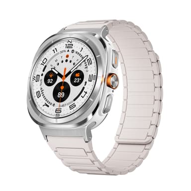 Robust magnetisk rem med tre perler til Samsung Galaxy Watch 7 Ultra Hvid