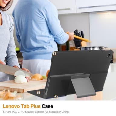 SKALO Lenovo Tab Plus 11.5"" Duofold PU-læder Cover - Blå