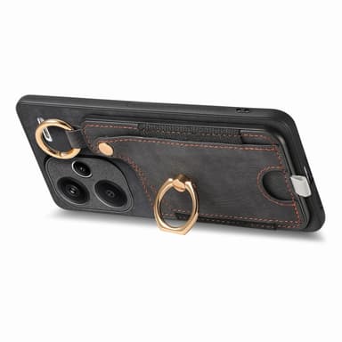 SKALO Xiaomi Redmi Note 13 Pro+ PU-læder Kortholder Cover - Sort