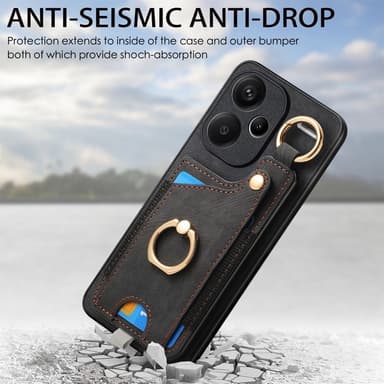 SKALO Xiaomi Redmi Note 13 Pro+ PU-læder Kortholder Cover - Sort