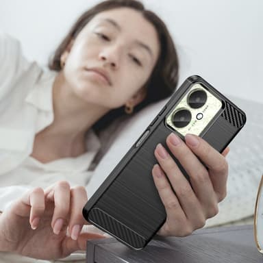 SKALO Xiaomi Redmi 13C 4G Armor Carbon Stødsikker TPU-cover - Sort