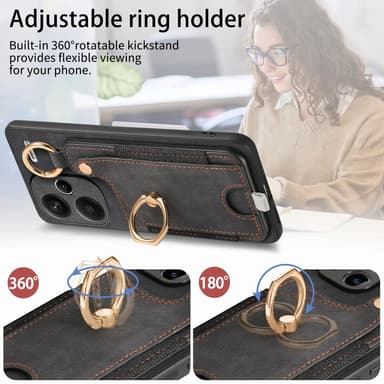 SKALO Xiaomi Redmi Note 13 Pro+ PU-læder Kortholder Cover - Sort