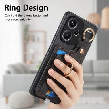 SKALO Xiaomi Redmi Note 13 Pro+ PU-læder Kortholder Cover - Sort
