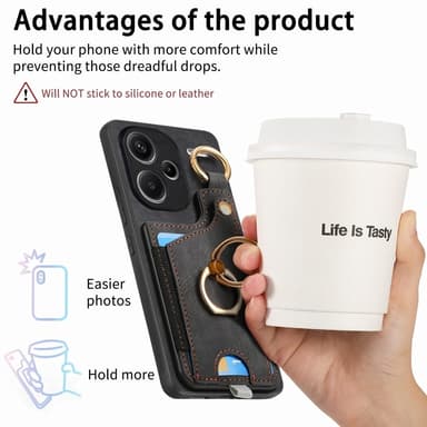 SKALO Xiaomi Redmi Note 13 Pro+ PU-læder Kortholder Cover - Sort