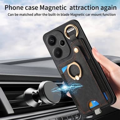 SKALO Xiaomi Redmi Note 13 Pro+ PU-læder Kortholder Cover - Sort