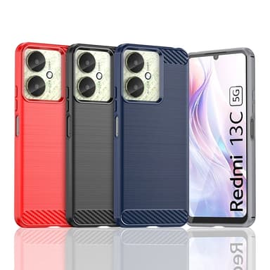 SKALO Xiaomi Redmi 13C 4G Armor Carbon Stødsikker TPU-cover - Sort