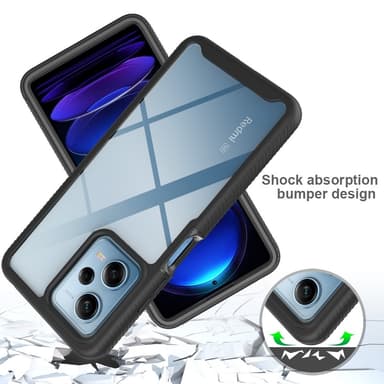 SKALO Xiaomi Redmi Note 12 Pro 5G Stødsikker Clear Hybrid Cover + Skaermbeskyttelse - Sort