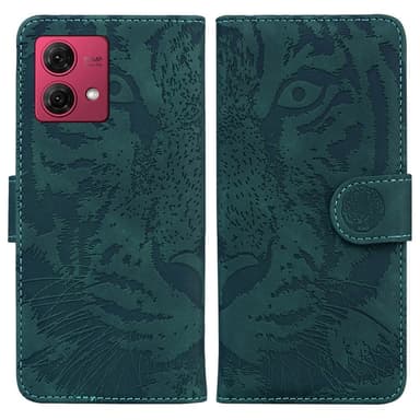 SKALO Motorola Moto G84 5G Tegnebog med tigerpræg - Grøn