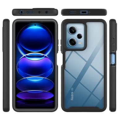SKALO Xiaomi Redmi Note 12 Pro 5G Stødsikker Clear Hybrid Cover + Skaermbeskyttelse - Sort