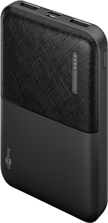 Goobay Powerbank kompakt 5.000 mAh praktisk og pladsbesparende design med 5.000 mAh, perfekt til at rejse