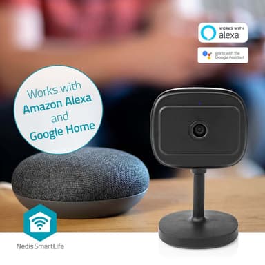 Nedis SmartLife Indendørs Kamera | Wi-Fi | Full HD 1080p | Cloud Storage (mulighed) / microSD (ikke inkluderet) / Onvif | Med bevægelsessensor | Nattesyn | Sort