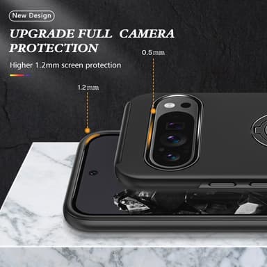 Til Google Pixel 9 / Pixel 9 Pro Fingerring Kickstand Hybrid Taske - Sort