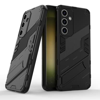 Til Samsung Galaxy S24 FE Kickstand Hybrid Hårdt PC Blødt TPU Telefoncover - Sort
