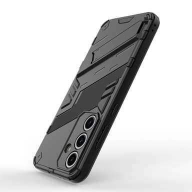 Til Samsung Galaxy S24 FE Kickstand Hybrid Hårdt PC Blødt TPU Telefoncover - Sort