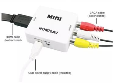 HDMI til AV/RCA signalkonverter 1080p Hvid