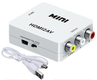 HDMI til AV/RCA signalkonverter 1080p Hvid