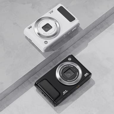 4K HD digitalkamera med front- og bagkamera og stabilisering Sort