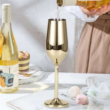 Champagneglas guld i glas metallic - 22cl