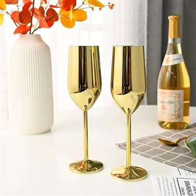 Champagneglas guld i glas metallic - 22cl