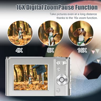 Digitalkamera 1080P / 48 megapixel / 16x zoom Sølv
