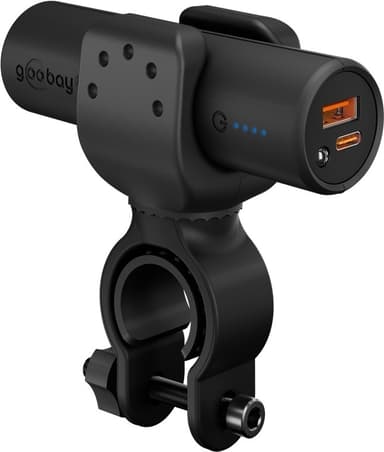 Goobay Bike Powerbank 5.0 (5.000 mAh) lille, tynd og handy bar powerbank med en kapacitet på 5.000 mAh til montering på cyklen